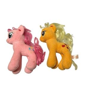 TY My Little Pony Pinkie Pie Apple Jack Plush Stuffed Soft Toy Lot